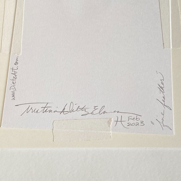 Fine Feather - Original Wall Art Watercolor Feather Painting Matted Frame Ready - Picture 5 of 5